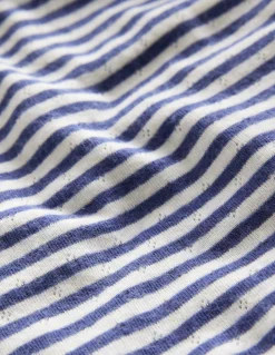 Boden Tops & T-Shirts-Top manches longues en pointelle Bleu tribord/ivoire doux