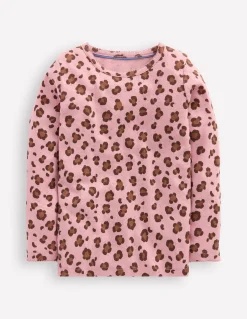 Boden Tops & T-Shirts-Top manches longues en pointelle Léopard rose vintage