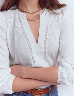 Boden Tops & T-Shirts-Top Poppy à manches longues Blanc