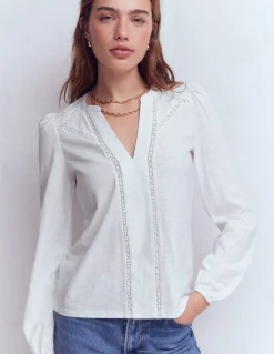 Boden Tops & T-Shirts-Top Poppy à manches longues Blanc