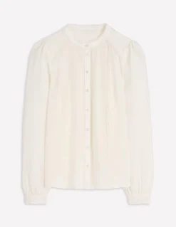 Boden Chemises & Blouses|Tops & T-Shirts-Top Rhéa en soie à détails Ivoire