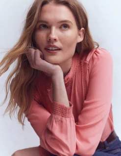 Boden Chemises & Blouses|Tops & T-Shirts-Top Rhéa en soie à détails Rose vintage