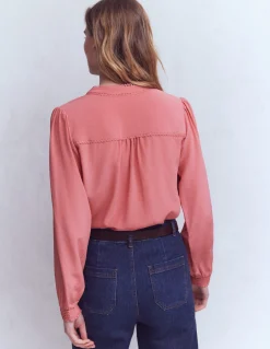 Boden Chemises & Blouses|Tops & T-Shirts-Top Rhéa en soie à détails Rose vintage