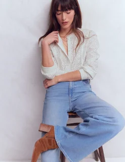 Boden Chemises & Blouses|Tops & T-Shirts-Top Rhea à détails en broderie anglaise Broderie anglaise florale blanche