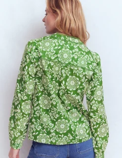 Boden Chemises & Blouses|Tops & T-Shirts-Top Rhea en coton à détails intégrés Vert, motif Decorative Blossom