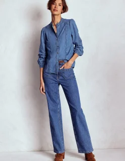 Boden Chemises & Blouses|Tops & T-Shirts-Top Rhea en jean à détails intégrés Blanc/Cerf