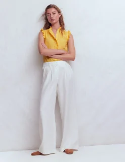 Boden Chemises & Blouses|Tops & T-Shirts-Top sans manches Isabel en lin Vichy jaune soleil