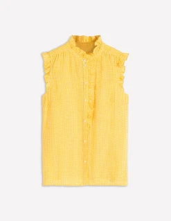 Boden Chemises & Blouses|Tops & T-Shirts-Top sans manches Isabel en lin Vichy jaune soleil