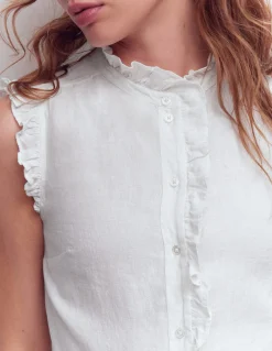 Boden Chemises & Blouses|Tops & T-Shirts-Top sans manches Isabel en lin Blanc