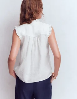 Boden Chemises & Blouses|Tops & T-Shirts-Top sans manches Isabel en lin Blanc