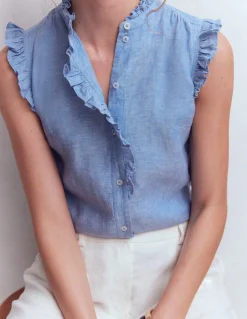 Boden Chemises & Blouses|Tops & T-Shirts-Top sans manches Isabel en lin Bleu chambray