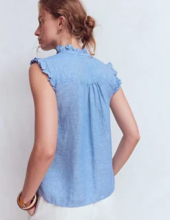 Boden Chemises & Blouses|Tops & T-Shirts-Top sans manches Isabel en lin Bleu chambray