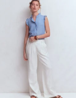 Boden Chemises & Blouses|Tops & T-Shirts-Top sans manches Isabel en lin Bleu chambray