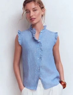 Boden Chemises & Blouses|Tops & T-Shirts-Top sans manches Isabel en lin Bleu chambray
