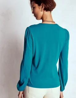 Boden Tops & T-Shirts-Top ultra-doux à col cranté Vert marin profond