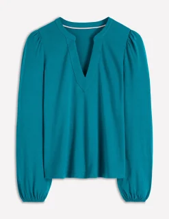 Boden Tops & T-Shirts-Top ultra-doux à col cranté Vert marin profond