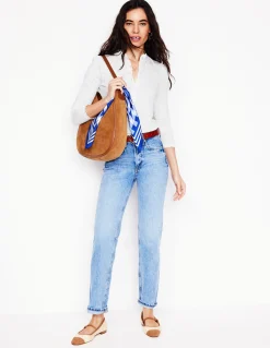 Boden Tops & T-Shirts-Top ultra-doux à col tunisien et volants Blanc