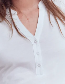 Boden Tops & T-Shirts-Top ultra-doux à col tunisien ouvert Blanc