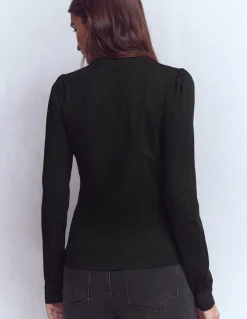 Boden Tops & T-Shirts-Top ultra-doux à col tunisien ouvert Noir