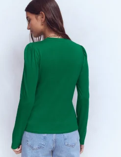 Boden Tops & T-Shirts-Top ultra-doux à col tunisien ouvert Vert joyau