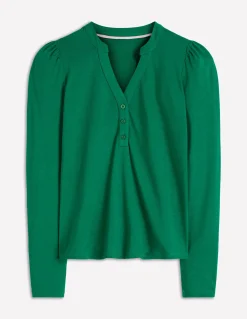 Boden Tops & T-Shirts-Top ultra-doux à col tunisien ouvert Vert joyau