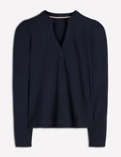 Boden Tops & T-Shirts-Top ultra-doux à col tunisien ouvert Bleu marine