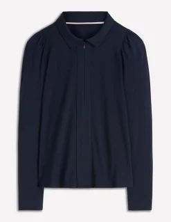 Boden Tenues De Travail|Tops & T-Shirts-Top ultra-doux à col zippé Bleu marine