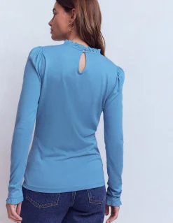 Boden Tops & T-Shirts-Top volanté ultra-doux Bleu capitaine