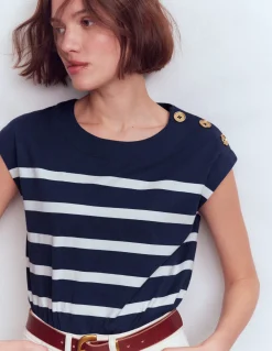Boden Tops & T-Shirts-T-shirt à boutons Bleu Marine/Ivoire