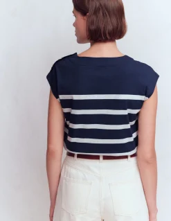 Boden Tops & T-Shirts-T-shirt à boutons Bleu Marine/Ivoire