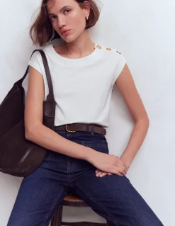 Boden Tops & T-Shirts-T-shirt à boutons Blanc