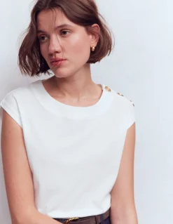 Boden Tops & T-Shirts-T-shirt à boutons Blanc