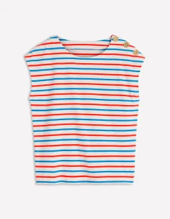 Boden Tops & T-Shirts-T-shirt à boutons Pétard, bleu martin-pêcheur