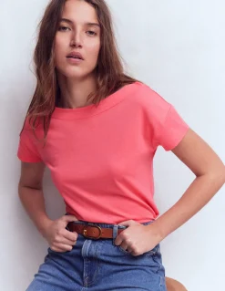 Boden Tops & T-Shirts-T-shirt à col bateau ultra-doux Rose azalée