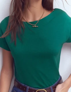 Boden Tops & T-Shirts-T-shirt à col bateau ultra-doux Bleu sarcelle profond