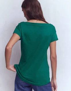 Boden Tops & T-Shirts-T-shirt à col bateau ultra-doux Bleu sarcelle profond