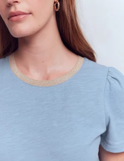 Boden Tops & T-Shirts-T-shirt à détails métallisés Bleu français
