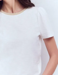 Boden Tops & T-Shirts-T-shirt à détails métallisés Blanc