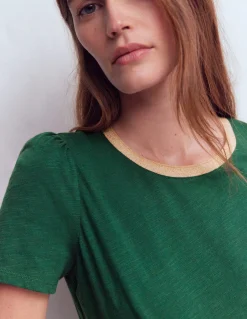 Boden Tops & T-Shirts-T-shirt à détails métallisés Vert trekking