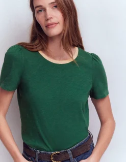 Boden Tops & T-Shirts-T-shirt à détails métallisés Vert trekking