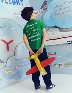 Boden Tops & T-Shirts-T-shirt à imprimé recto verso Motif Aviation Vehicles vert vif