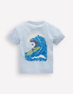 Boden Tops & T-Shirts-T-shirt à imprimé recto verso Requin surfeur brume du Niagara
