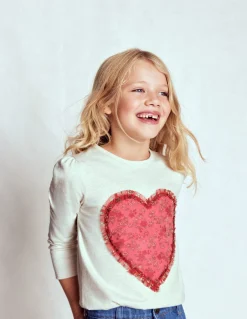 Boden Tops & T-Shirts-T-shirt à manches bouffantes et appliqué Cœur à volants