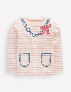 Boden Tops & T-Shirts-T-shirt à manches bouffantes et appliqué Rayé collier lotus