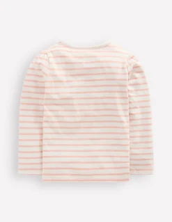 Boden Tops & T-Shirts-T-shirt à manches bouffantes et appliqué Rayé collier lotus