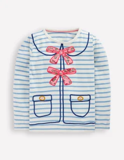 Boden Tops & T-Shirts-T-shirt à manches bouffantes et appliqué Ivoire doux/bleu glacier