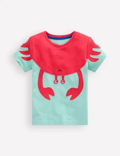 Boden Tops & T-Shirts-T-shirt à manches courtes et appliqué fun Crabe vert menthe