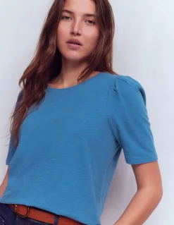 Boden Tops & T-Shirts-T-shirt à manches plissées Bleu Vallarta