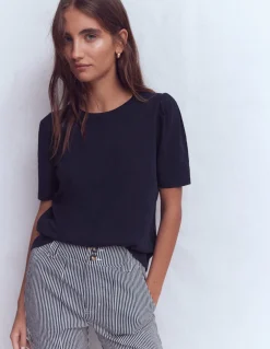 Boden Tops & T-Shirts-T-shirt à manches plissées Bleu marine