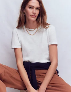 Boden Tops & T-Shirts-T-shirt à manches plissées Blanc